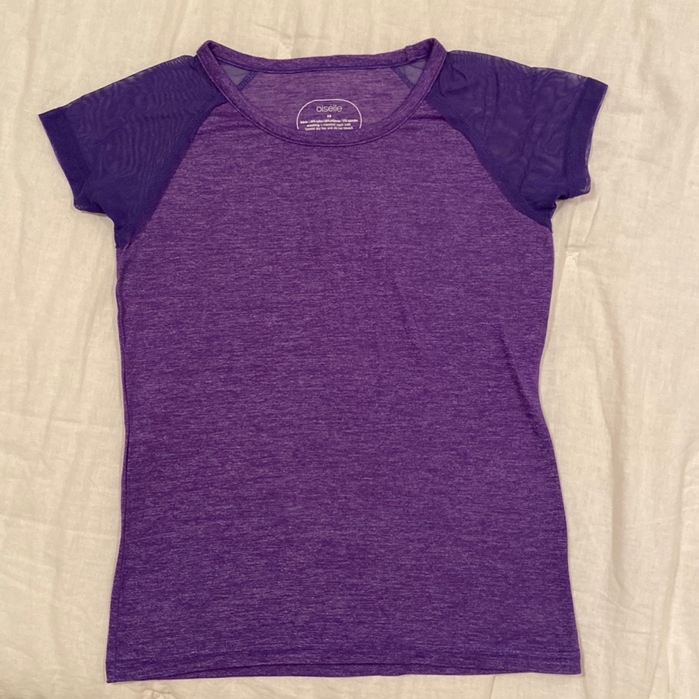 Oiselle purple mesh sleeve tee